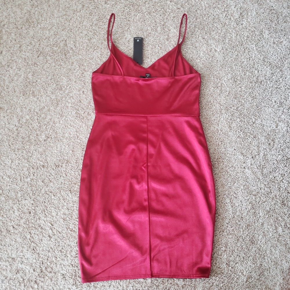 Lulu's Satin Red Wrap-Front Mini Dress - Picture 4 of 7